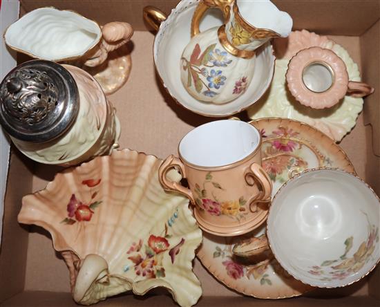 A collection of eight Royal Worcester blush, cups jugs etc